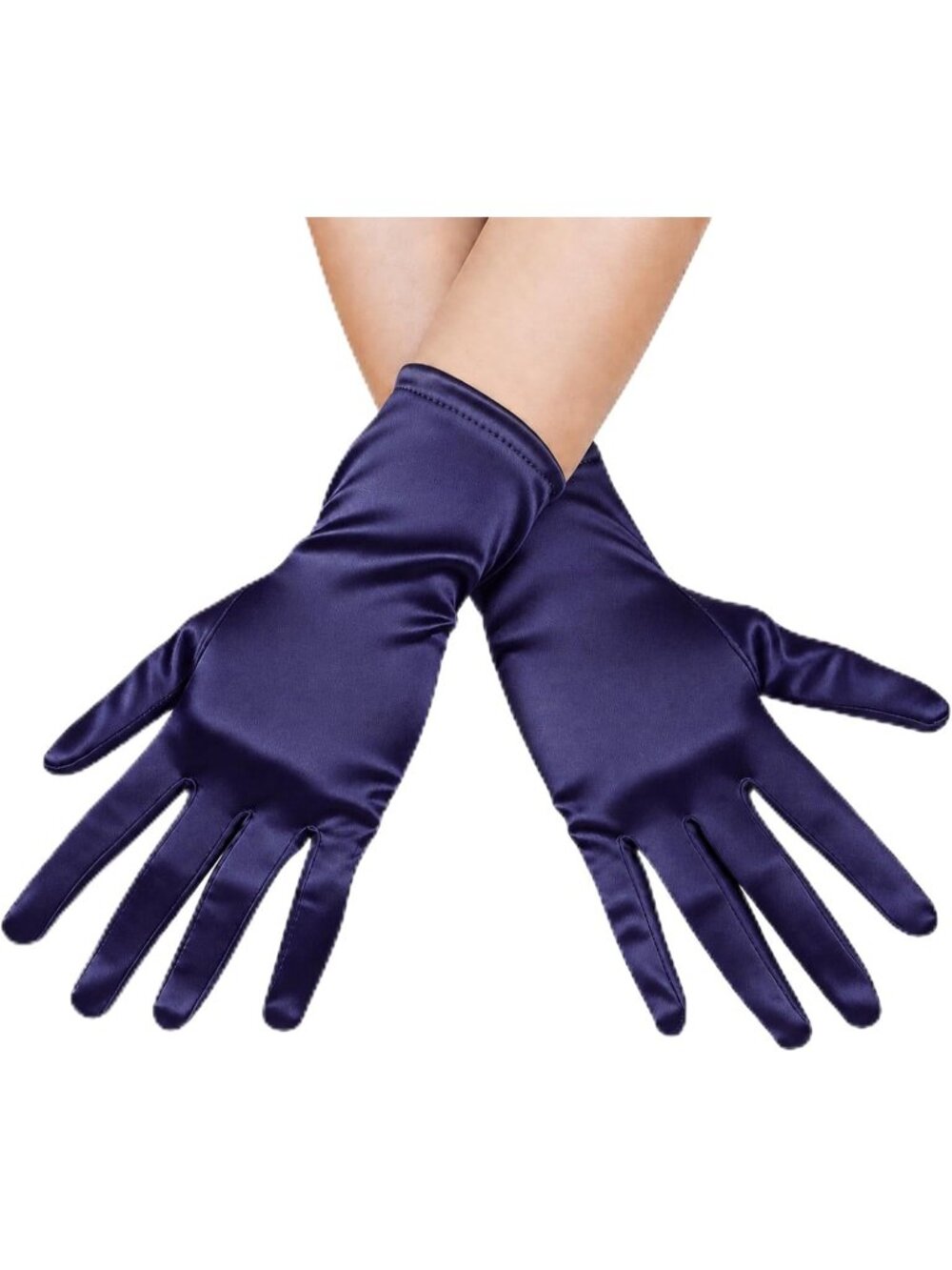 Women's Dark Blue Short Satin Wrist Length 1920s Halloween Cosplay Opera Gloves